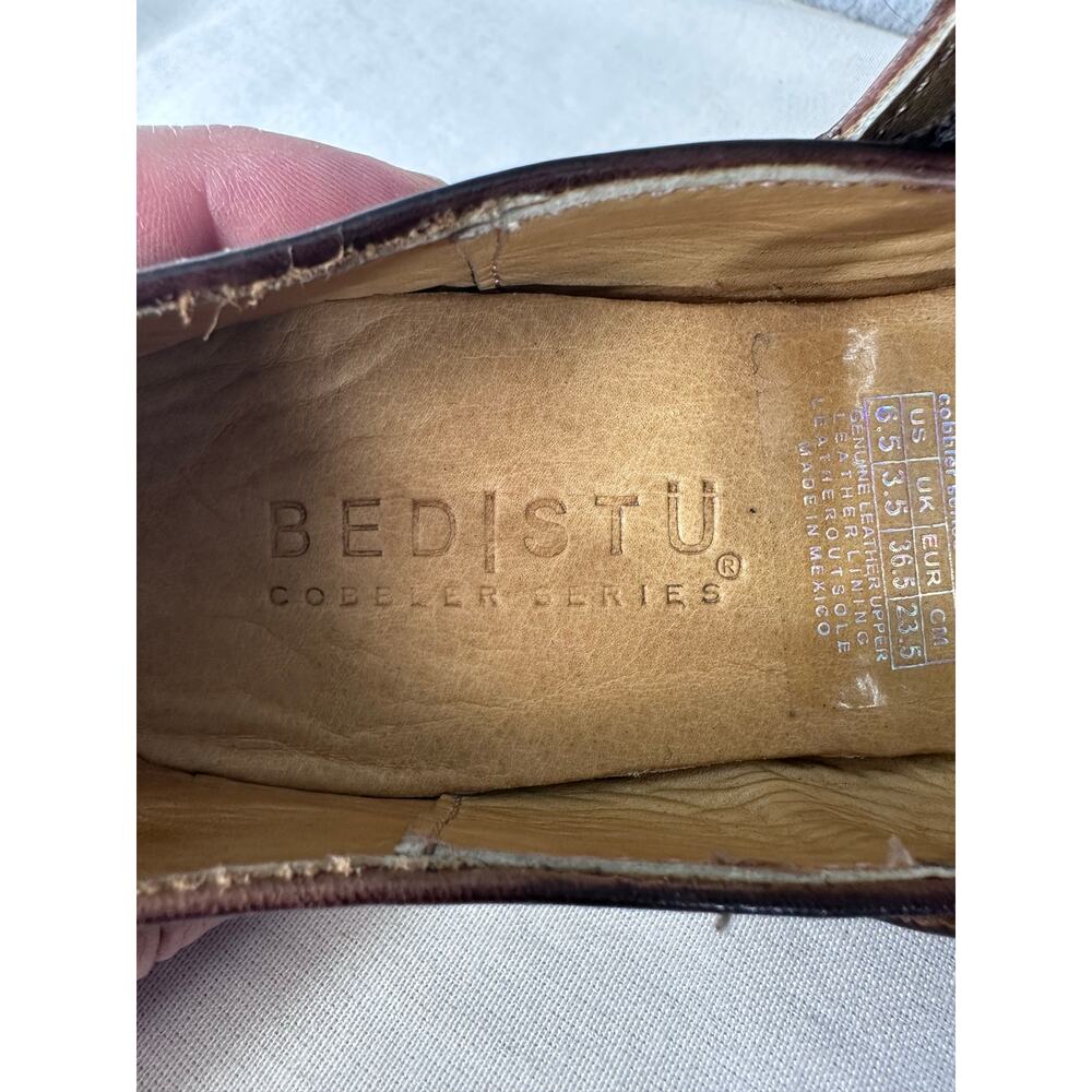BED|STU Women's sz 6.5 Shuffle Cobbler Series Leather Mary Jane Flats Mahogany - Picture 6 of 10